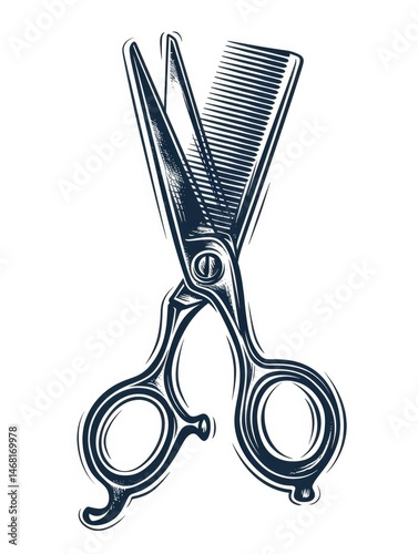 silhouette background hair cutting tool scissor barbershop equipment simple vintage Generate AI