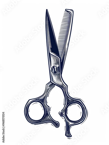 silhouette background hair cutting tool scissor barbershop equipment simple vintage Generate AI