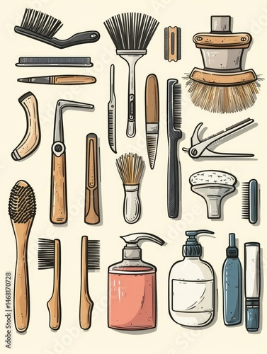 silhouette background hair cutting tool scissor barbershop equipment simple vintage Generate AI