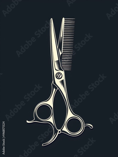 silhouette background hair cutting tool scissor barbershop equipment simple vintage Generate AI