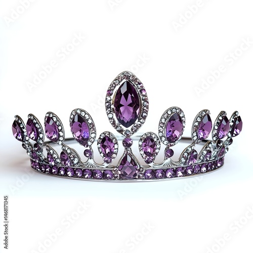 Elegant Tiara with Purple Gems: Luxurious Jewelry for Beauty Pageant Queens and Princesses