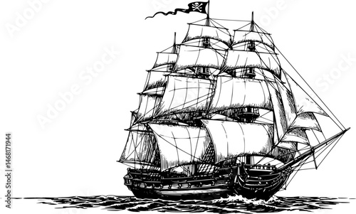 pirate ship icon illustration, pirate ship silhouette logo svg vector
