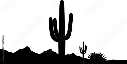 cactus icon illustration, cactus silhouette logo svg vector
