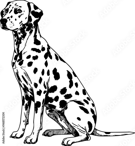 Dalmatian black silhouette logo svg vector, Dalmatian icon illustration

