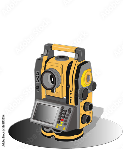 THEODOLITE LAND MEASURING INSTRUMENT object that features colorful and cheerful illustrations. Perfect for children's projects, educational materials, animations, stickers, and digital design.
