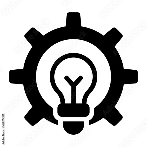 gear and bulb glyph icon for stem innovation concept