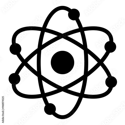 orbit electron glyph icon for atom stem science subject