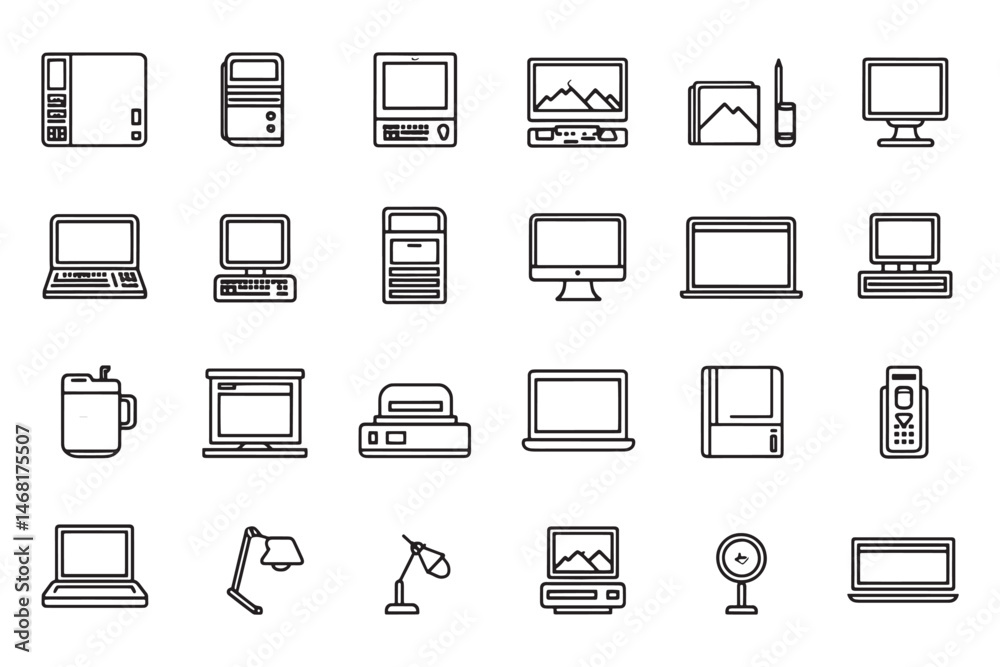 Desktop Minimalist Line Art Icon Desktop Minimalist Line Art Icon