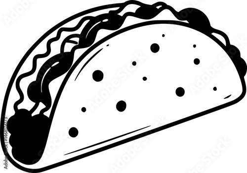 taco icon illustration, taco silhouette logo svg vector
