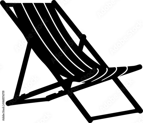 beach chair silhouette, beach chair icon vector illustration
