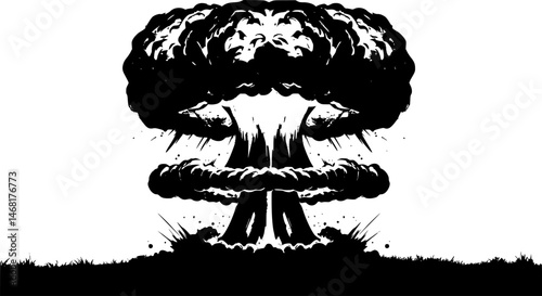 mushroom cloud nuclear explosion vector
