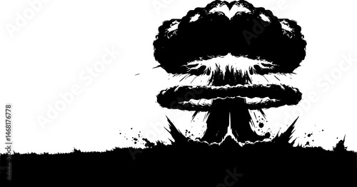 mushroom cloud nuclear explosion vector
