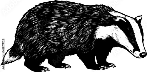badger standing black silhouette logo svg vector, badger icon illustration.

