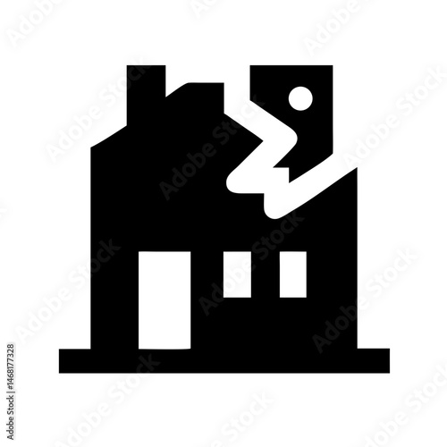 Icon of a damaged building to signify destruction or disrepair