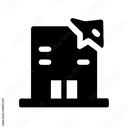 Icon of a damaged building to signify destruction or disrepair