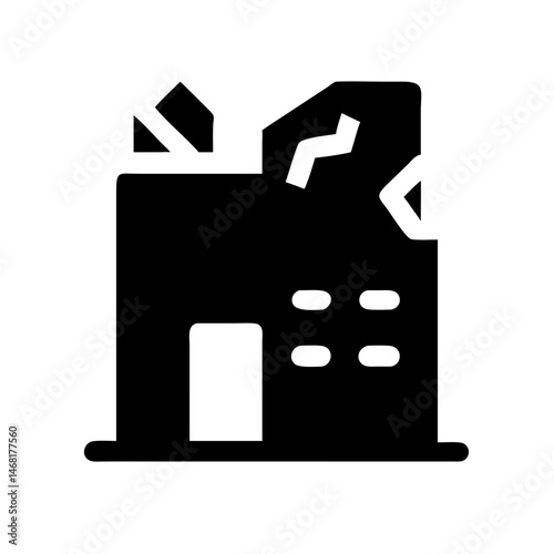 Icon of a damaged building to signify destruction or disrepair