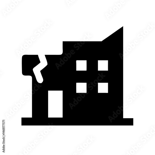 Icon of a damaged building to signify destruction or disrepair