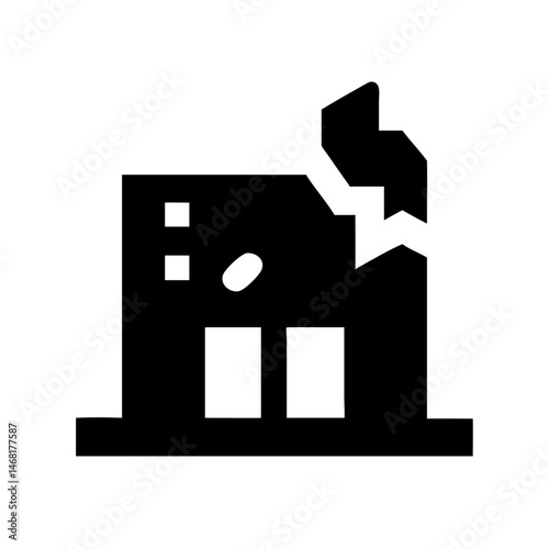 Icon of a damaged building to signify destruction or disrepair