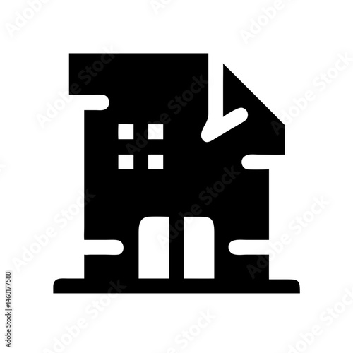Icon of a damaged building to signify destruction or disrepair