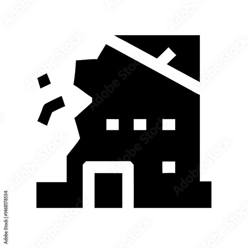 Icon of a damaged building to signify destruction or disrepair