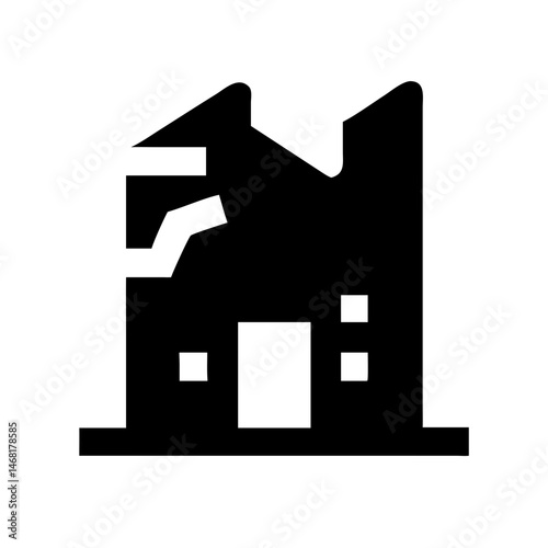 Icon of a damaged building to signify destruction or disrepair