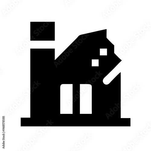 Icon of a damaged building to signify destruction or disrepair