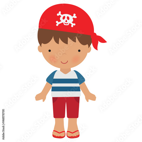 Funny pirate  boy  vector cartoon illustration