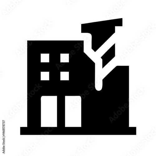 Icon of a damaged building to signify destruction or disrepair