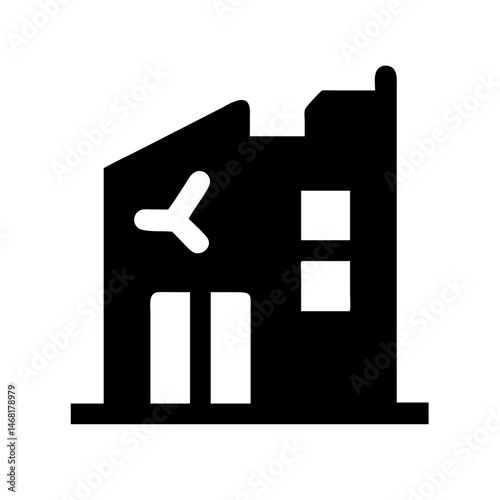 Icon of a damaged building to signify destruction or disrepair