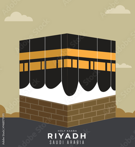 Holy Kaaba Riyadh Islamic Holy Site Illustration