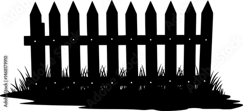 fence icon illustration, fence black silhouette logo svg vector

