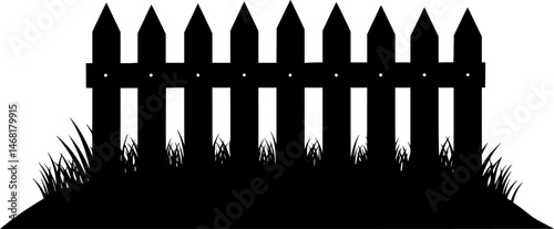 fence icon illustration, fence black silhouette logo svg vector
