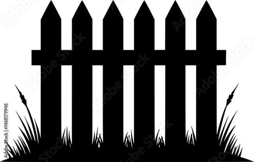 fence icon illustration, fence black silhouette logo svg vector
