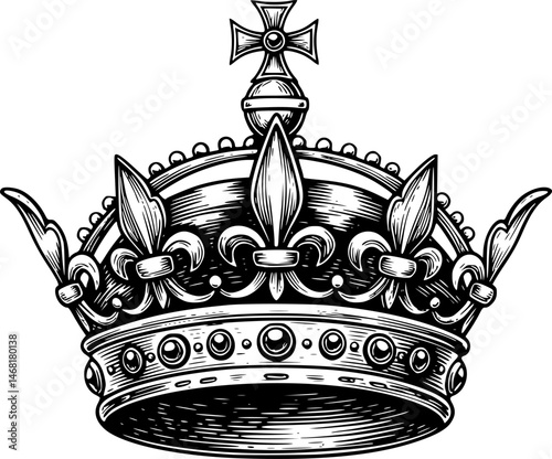 Royal king crown hand drawn sketch Vector illustration
