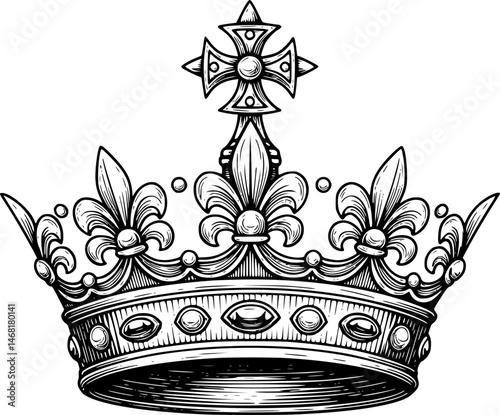 Royal king crown hand drawn sketch Vector illustration
