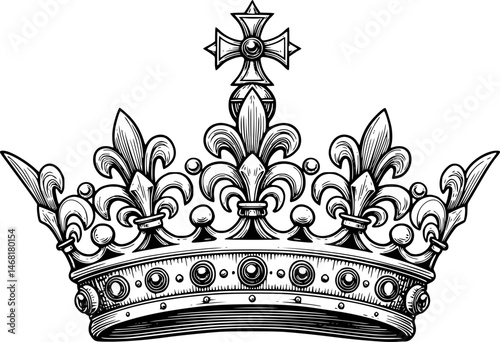 Royal king crown hand drawn sketch Vector illustration
