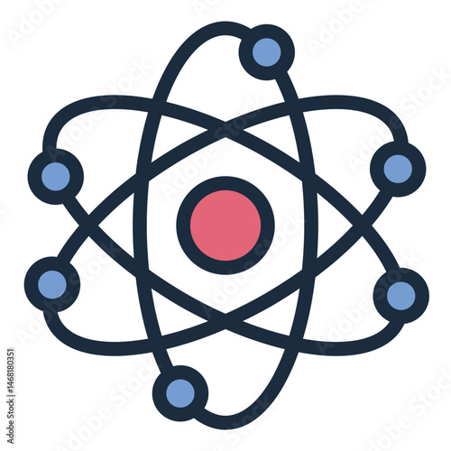 orbit electron filled line icon for atom stem science subject