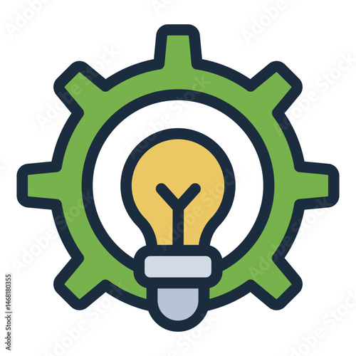 gear and bulb filled line icon for stem innovation concept