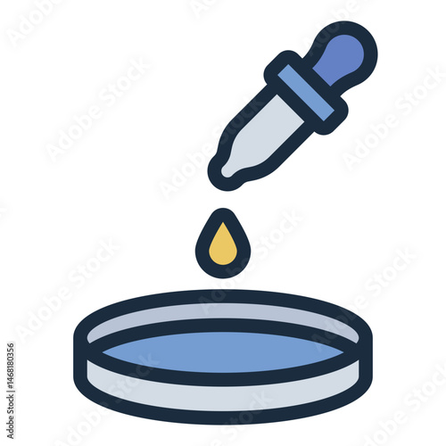 dropper filled line icon with dish for stem experiment test
