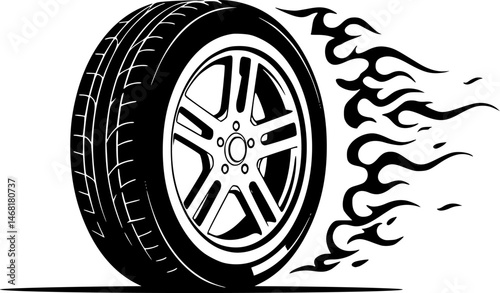 tire in motion with fire, Drifting Car Burning Tier
