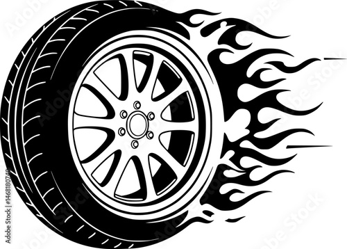 tire in motion with fire, Drifting Car Burning Tier
