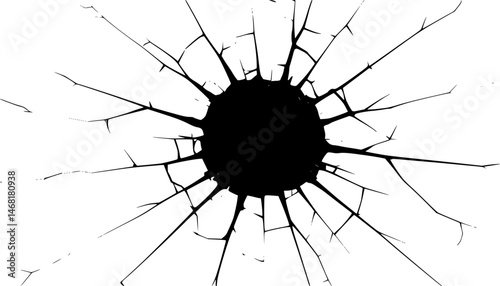 Cracked Wall Bullet Broken Hole, Generative AI.

