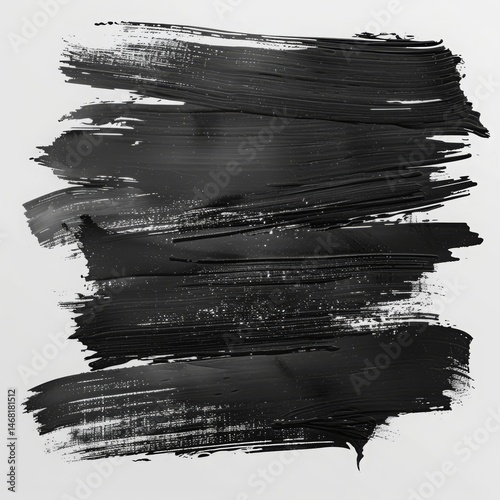 Black ink brush strokes isolated on transparent background minimalist texture k resolution .