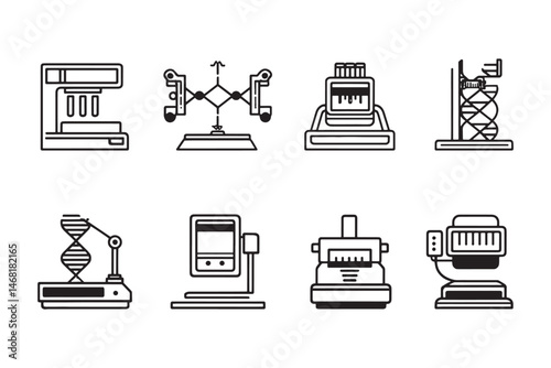 DNA sequencer minimalist 2D line art design