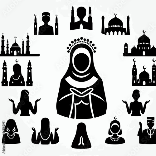 religious people silhouette vector illustration