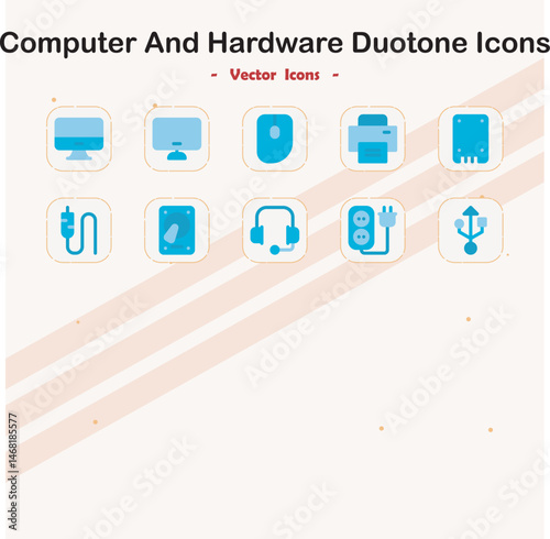 Computer and Hardware Duotone Icons
