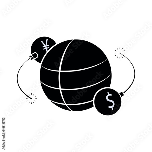 Trade War Icon. Economics Global. 