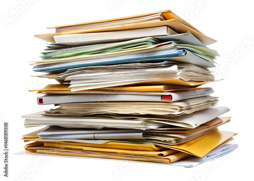 stack of office files isolated on white background