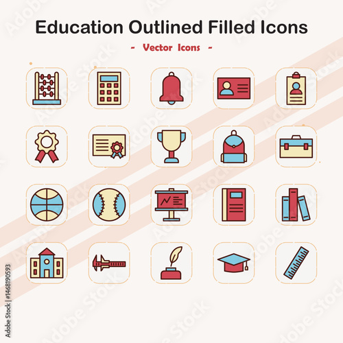 Education Outlined Filled Icons