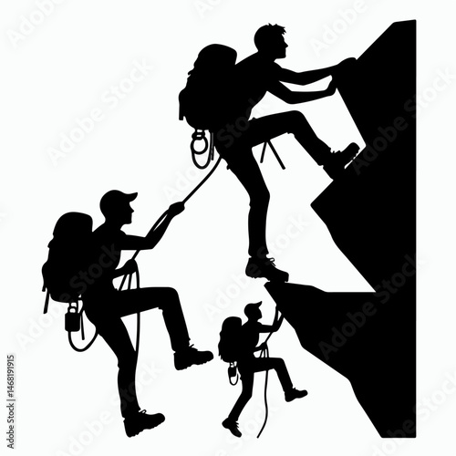 silhouette vector illustration of people climbing